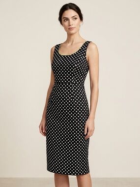 Laura Petites Black White Polka Dot Cotton Sheath Dress Women's Size P4